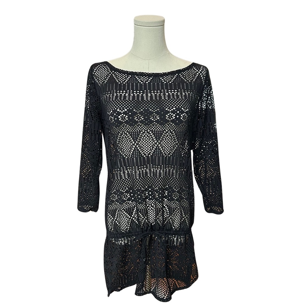 Women's Ralph Lauren Tunic Lace Bathing Suit Cover-Up Navy Size Medium